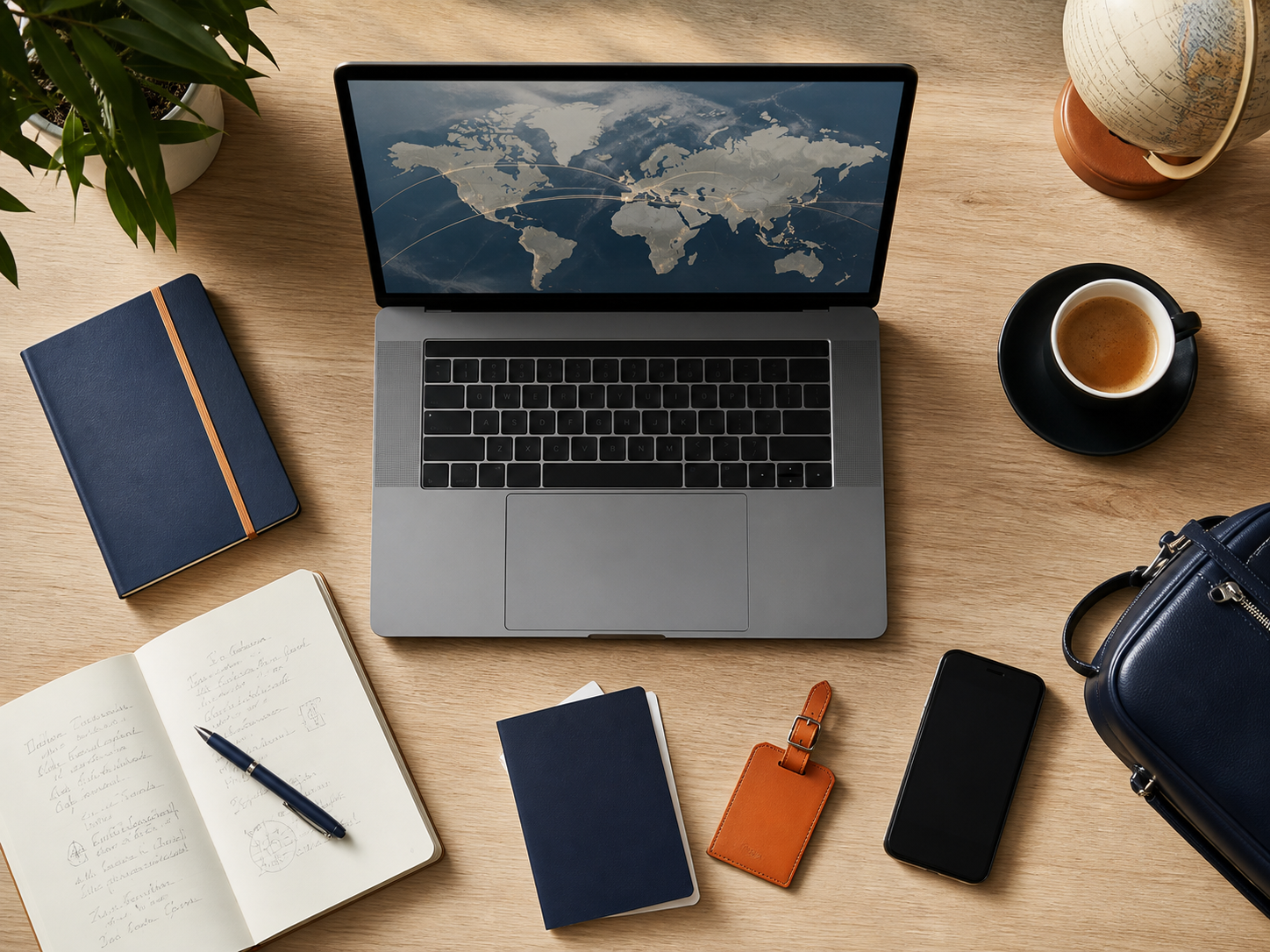 Mesa de planejamento estratégico de viagens